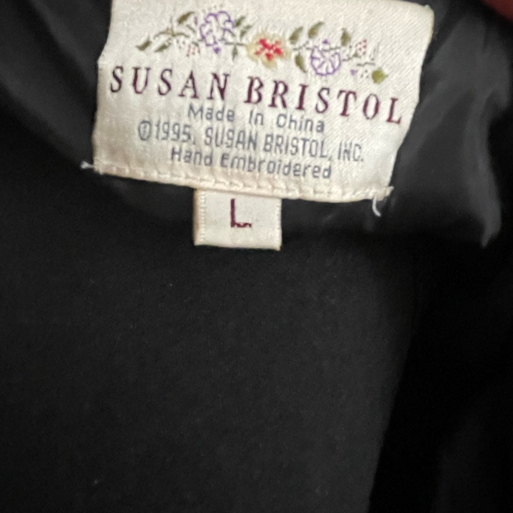 Vintage Susan Bristol Mohair & Satin Lined Embroidered Cardigan Tunic Sweater XL - Picture 2 of 8